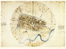   da Vincis very accurate map of Imola, created for Cesare Borgia