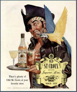 charming pirate in 1943 old st croix imported rum ad
