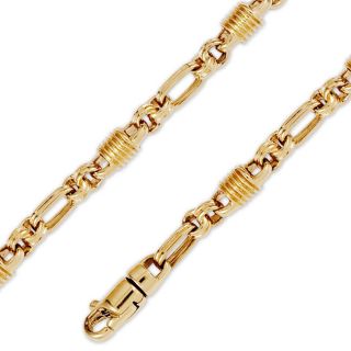 14k Yellow Gold Hip Hop Bullet Chain Necklace 7mm 26
