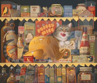 Charles Wysocki Ethel The Gourmet Anniversry Giclee Canvas Tabby Cat 