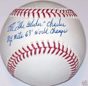 Ed Charles The Glider NY Mets 69 World Champs Ball