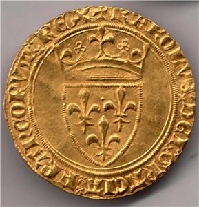 France Charles VI 1380 1422 Gold ECU Dor A La Coronne Mint Circa 