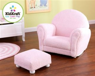 KidKraft Pink Chenille Upholstered Rocker Ottoman