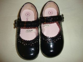 Toddler girls black patent cutout & flowered shoes Cherokee size 8