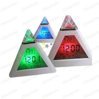 Glowing LED 7 Color Change Pyramid Digital Alarm Clock