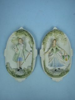 Chase Pair Figural Wall Plaques Made in Occupied Japan