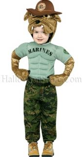 Chesty Marine Toddler Costume includes jumpsuit with attached animal 
