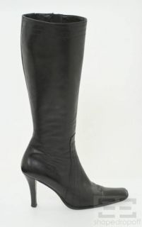 charles david black leather knee high boots size 38