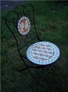new outdoor bistro ceramic tile wrought iron 3 pc table chairs