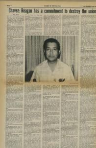 Cesar Chavez 1972 Original Newspaper Interview Article