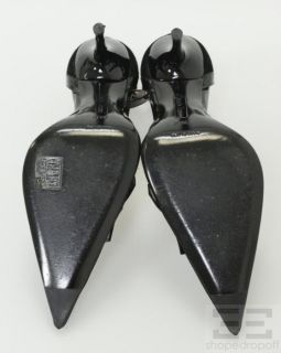 Cesare Paciotti Black Suede & Patent Leather Point Toe Stiletto Heels 
