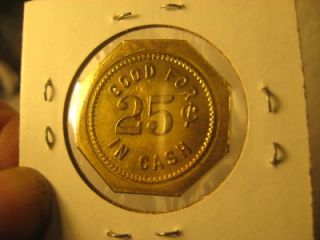   Brass Good for 25 Cent Chelan Billiards Very Good Washington