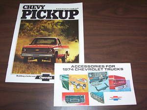 1974 CHEVROLET PICKUP TRUCK SALES BROCHURE ACCESSORIES CATALOG 2 for 1 