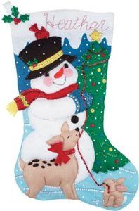 Snowman Stocking Felt Applique Kit STOCKINGS SOCKS christmas gift Size 