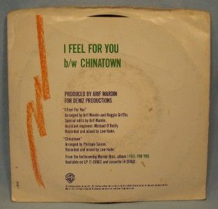 vintage chaka khan 45 rpm record i feel for you ps o