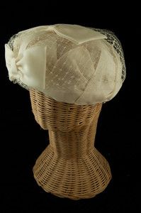 Vintage Champaign Colored Pill Box Hat with Veil Bows