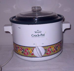 RIVAL 2 QUART STONEWARE SLOW COOKER CROCKPOT MODEL 3122 CHILI PEPPERS