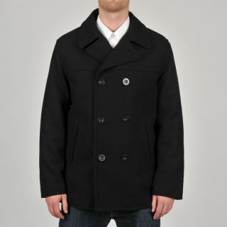 Chaps Mens Double Breasted Wool Blend Peacoat Medium