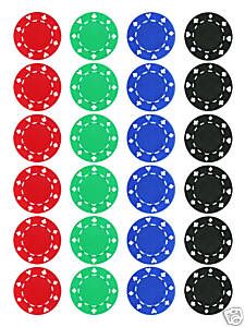 24 Casino Poker Chips Edible Icing Cupcake Toppers