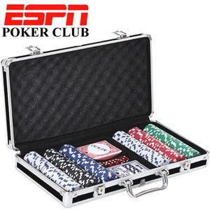 ESPN 300 PC POKER CHIP SET WITH ALUMINUM STORAGE CASE W DICE AND CARDS 