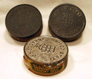 Old Vintage Tobacco Chew Cans by United States Tobacco Co Lot of 3 