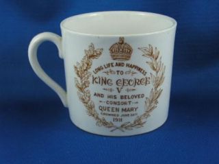 Booths King George V and Queen Mary Commemorative Coronation Mug 1911 