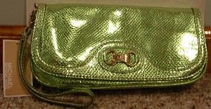 NWT Michael Kors Chestertown Leather Lime Clutch