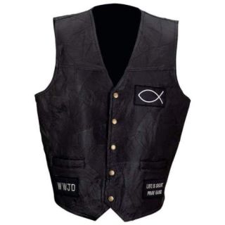 Italian Stone/Patch Design Genuine Buffalo Leather Vest