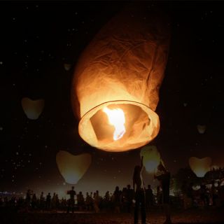 10x White Heart Shaped Lanterns Chinese Lamp Sky Candle Wishing 