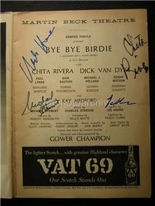 1960 Chita Rivera Michael Stewart Lee Adams Bye Bye Birdie Signed 