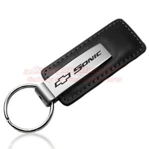 Chevrolet Sonic Black Leather Auto Key Chain Key Ring, Licensed Item 