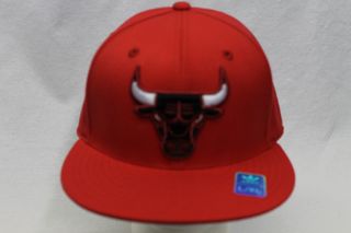 Chicago Bulls Adidas Flex Hat Cap Flat Bill Red Bull