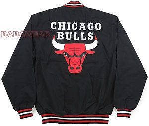 Bulls Zip Front Twill Jacket Chicago NBA Black Red Zipper JH Design 
