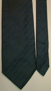 CHARVET Houndstooth Checker Raised Stripe Blue Grey All Silk Neck Tie 