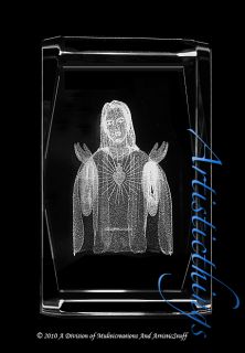 3D Laser Crystal Crucifix Christ on Cross Free Shipping