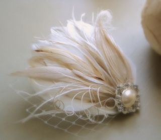   and Auburn Natural Chinchilla Feather Hair Clip   ISIS   Made to order