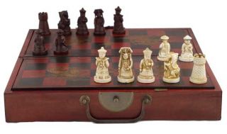 Collectible Chinese Antique Style Chess Game Set w Lea