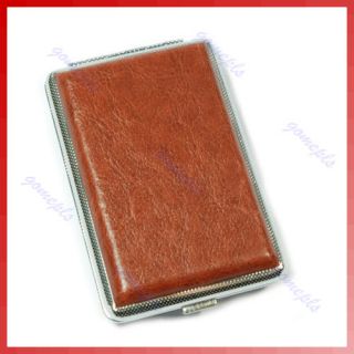 Brown Pocket Leather Cigarette 12pcs Tobacco Box Case