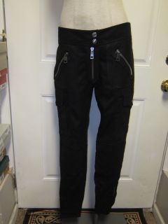 Burberry Brit Womens Melrose Black Leather Cargo Pants $1295