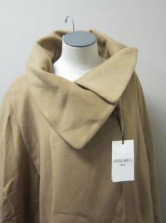 Cinzia Rocca Wool Cashmere ruched Collar 3/4 Length Coat 24 Camel NWT 