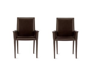 BOTTEGA Armchair Chocolate Leather Set of 2 Modern DWR Design Within