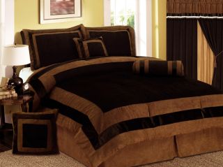 New Chocolate Brown Suede Short Fur Comforter Set Twin Full Queen King