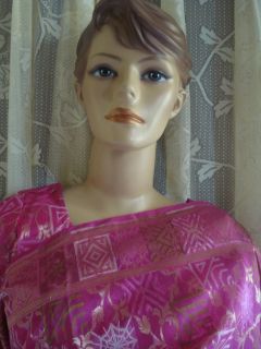 Vintage Bridal Magenta Indian Designer Art Silk Saree with Blouse Sari