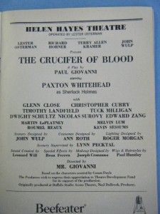 Crucifer of Blood Glenn Close RARE Broadway Playbill