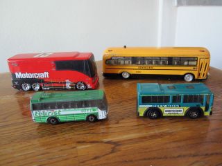 Mixed Lot Lot of 4 Diecast Toy Buses School Bus City Bus
