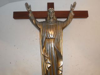 Vintage Religious Metal Wood Crucifix Corpus Christi