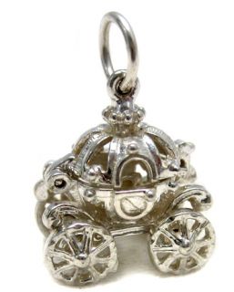 Sterling Silver Cinderella Carriage Charm Opens to Shoe