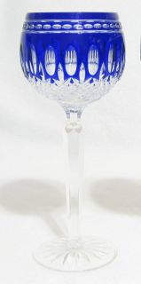 Waterford Crystal Clarendon Cobalt Blue Cut Stems Wine Hock Glass