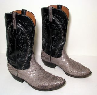 Vintage LUCCHESE Snake Skin Cowboy Western Boots Mens Size 12 D Black