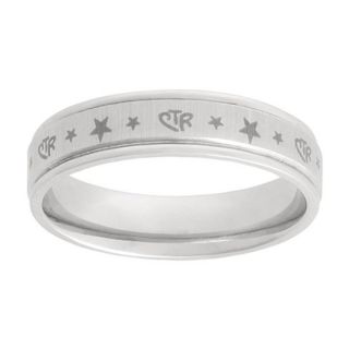 this stainless steel ring has ctr as well as several stars on the